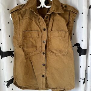 Banana Republic Tan Sleeveless Button Down Shirt